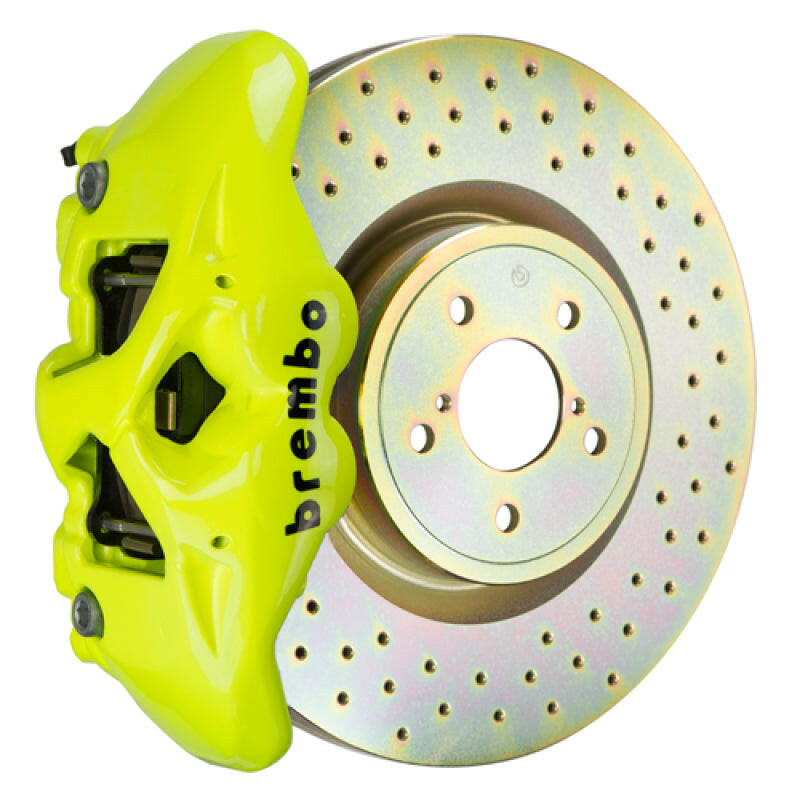 Brembo 12-16 FR-S Front GT BBK 4 Piston Cast 326 x30 1pc Rotor Drilled- Fluo. Yellow Brake Kits - Performance Slot Brembo