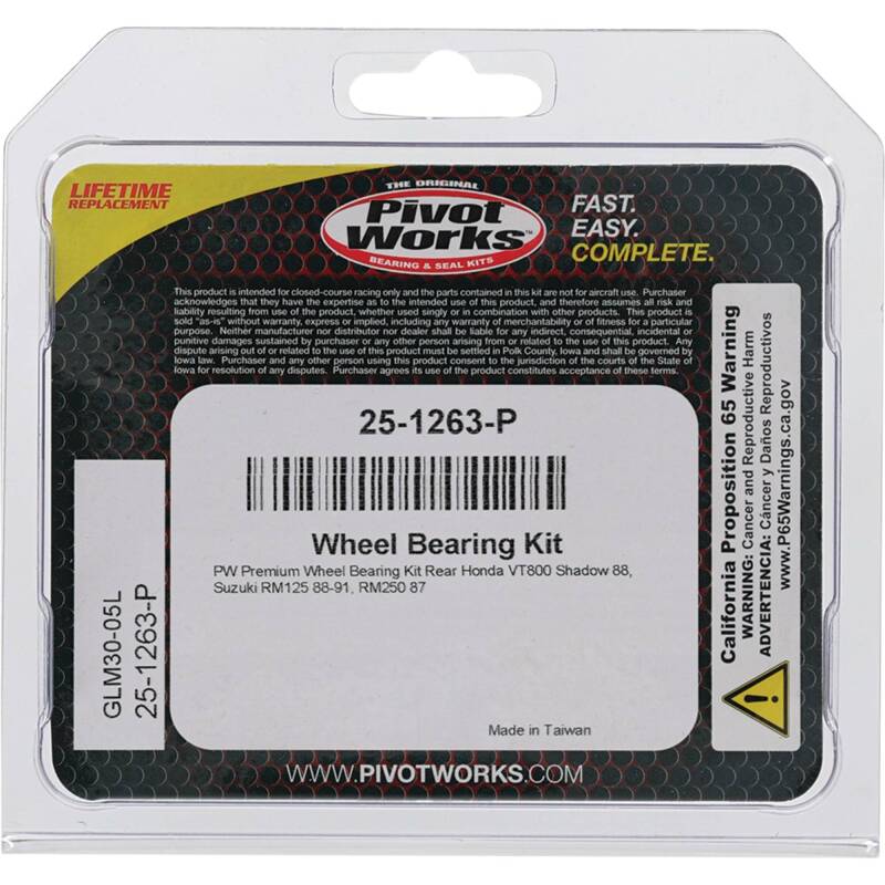Pivot Works Honda, Suzuki Wheel Bearing Kit Premium Bearings Control Arms Pivot Works
