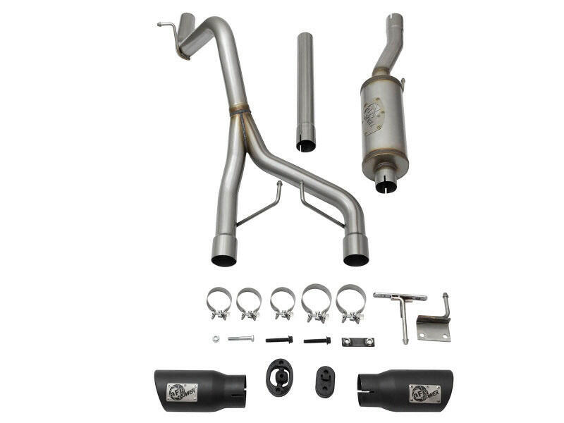 aFe Rebel Series CB 2.5in Dual Center Exit SS Exhaust w/ Black Tips 07-15 Jeep Wrangler 3.6L/3.8L V6 Catback aFe