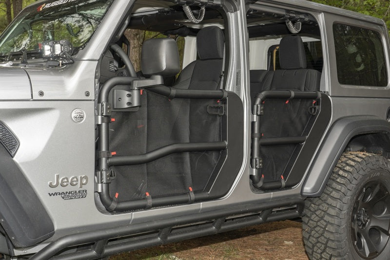 Rugged Ridge Fortis Tube Door Covers Rear Pair Black 18-20 Jeep Wrangler JLU Doors Rugged Ridge