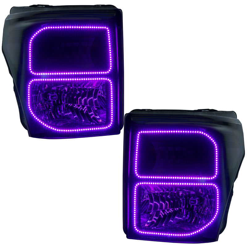 Oracle Ford F250/350 11-16 Halo Kit (Square Ring Design) - ColorSHIFT w/ BC1 Controller Headlights ORACLE Lighting