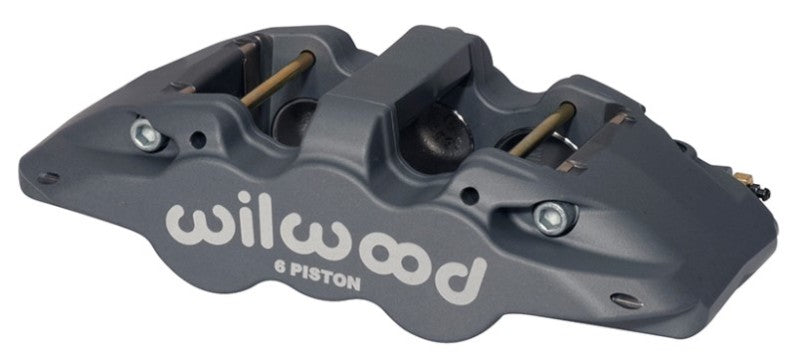 Wilwood Caliper-Aero6-L/H - Black Anodize (.80 Thk Pad) 1.62/1.12/1.12in Pistons 1.25in Disc Brake Calipers - Perf Wilwood
