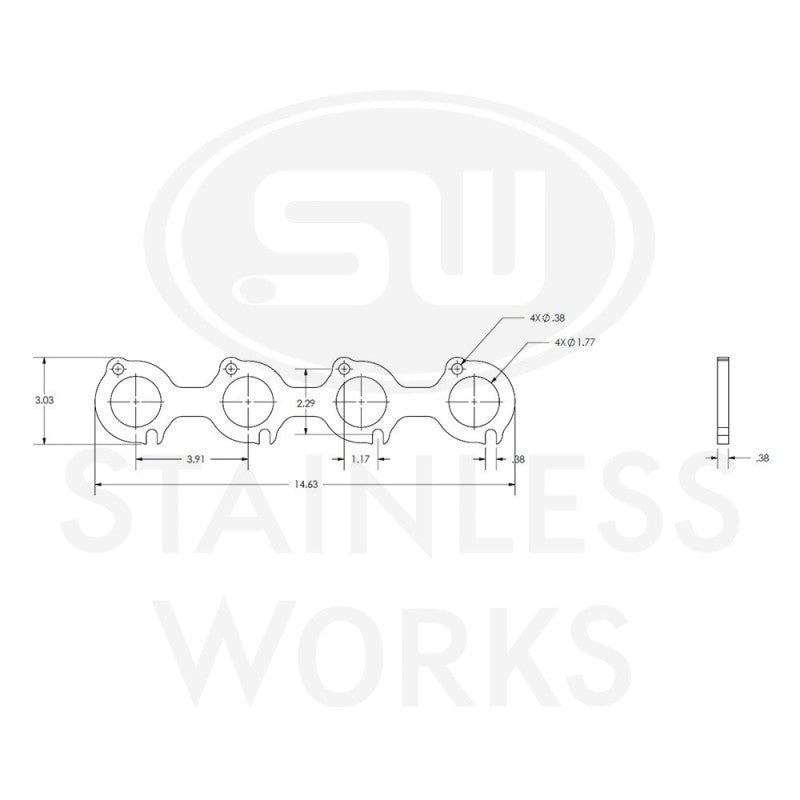 Stainless Works Small Block Ford 4.6L 2V Round Port Header 304SS Exhaust Flanges 1-3/4in Primaries Flanges Stainless Works