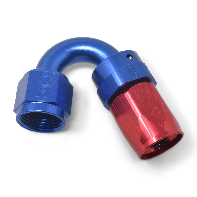 Russell Performance -8 AN Red/Blue 150 Degree Full Flow Swivel Hose End (With 3/4in Radius) Fittings Russell