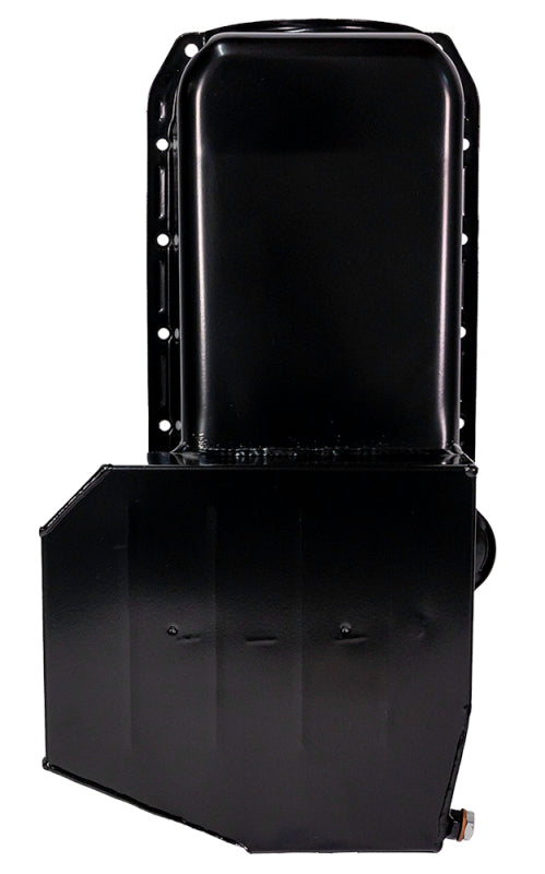 Moroso 80-85 Chevrolet SBC(w/Passenger Side Dipstick) Wet Sump 7qt 7.5in Steel Oil Pan - Black Oil Pans Moroso