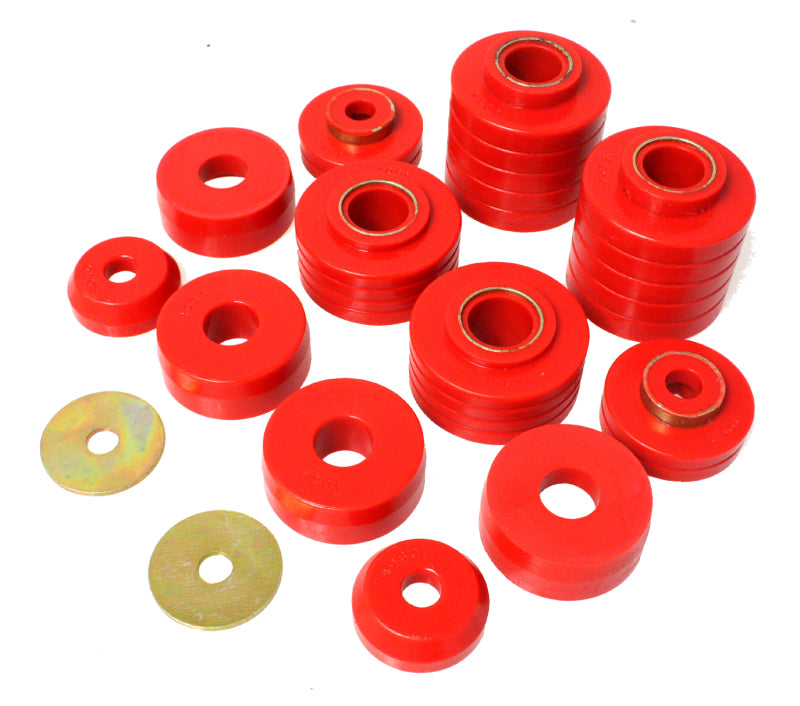 Energy Suspension 80-98 Ford F250/F350 / 80-92 Ford F100/F150 / 85-98 Ford F450 Red Body Mount Set Bushing Kits Energy Suspension