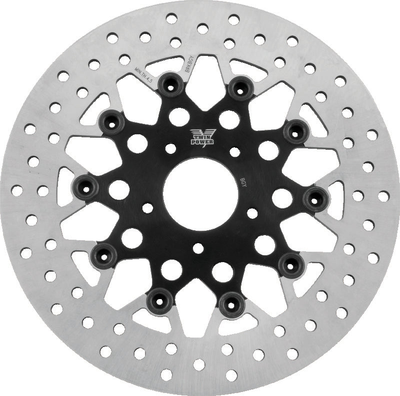 Twin Power 84-17 Big Twin Exc 11.8 and Lug Mount 84-13 XL Front 11.5in Floating Rotor Mesh Black Brake Rotors - OE TwinPower