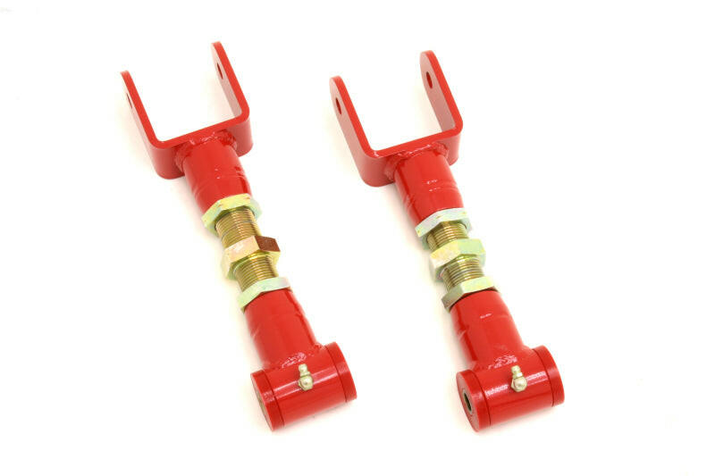 BMR 79-04 Fox Mustang Upper Control Arms On-Car Adj. (Polyurethane) - Red Control Arms BMR Suspension