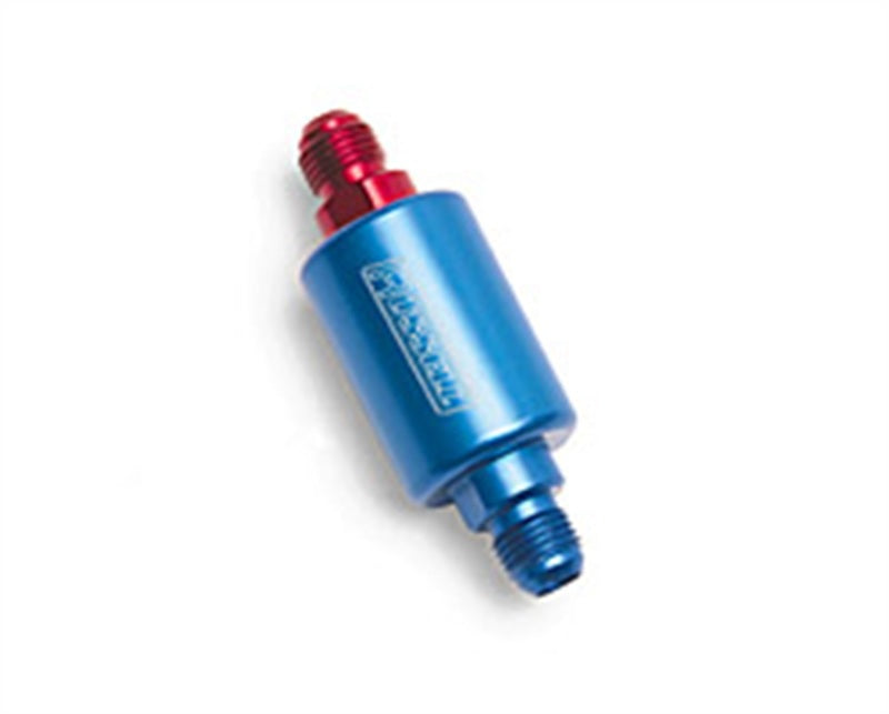 Russell Performance Red/Blue Anodized (3in Length 1-1/4in dia. -6 male inlet/outlet) Fuel Filters Russell