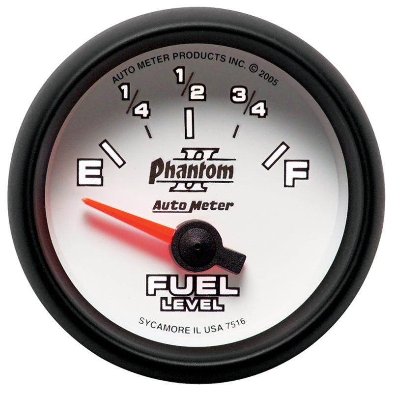 Autometer Phantom II 2-1/16in 240E - 33F OHM Electric Fuel Level Gauge Gauges AutoMeter