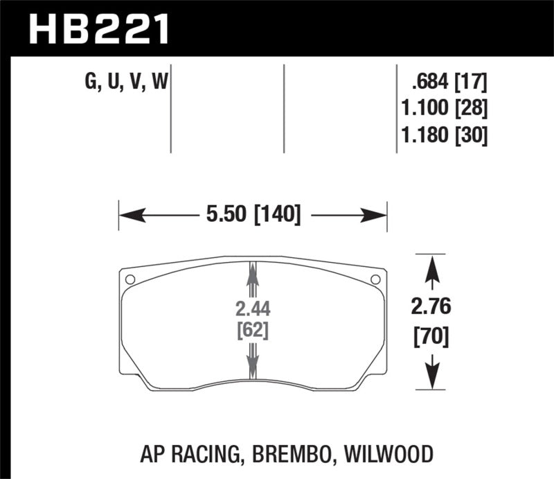 Hawk AP Racing/Wilwood DTC-70 Race Brake Pads Brake Pads - Racing Hawk Performance