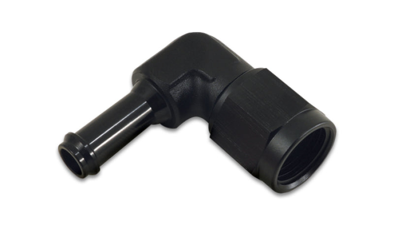 Vibrant Female -6AN to 5/16in Hose Barb 90 Degree Adapter Fitting - Anodized Black Fittings Vibrant