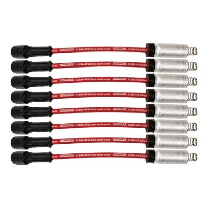 Moroso GM LS/LT 8.5mm Ultra 40 11in Long Wire Set w/Alum Heatshield - Red Spark Plug Wire Sets Moroso