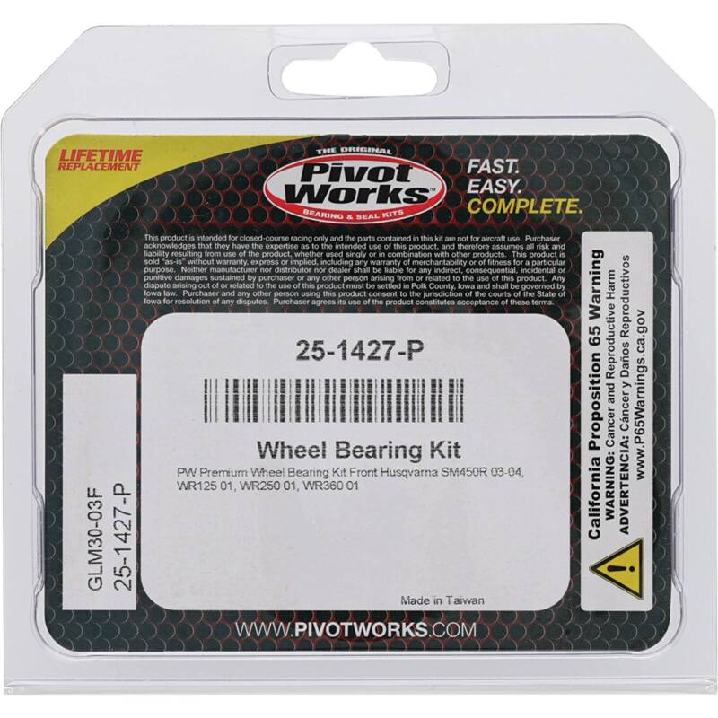 Pivot Works Husqvarna Wheel Bearing Kit Premium Bearings Control Arms Pivot Works