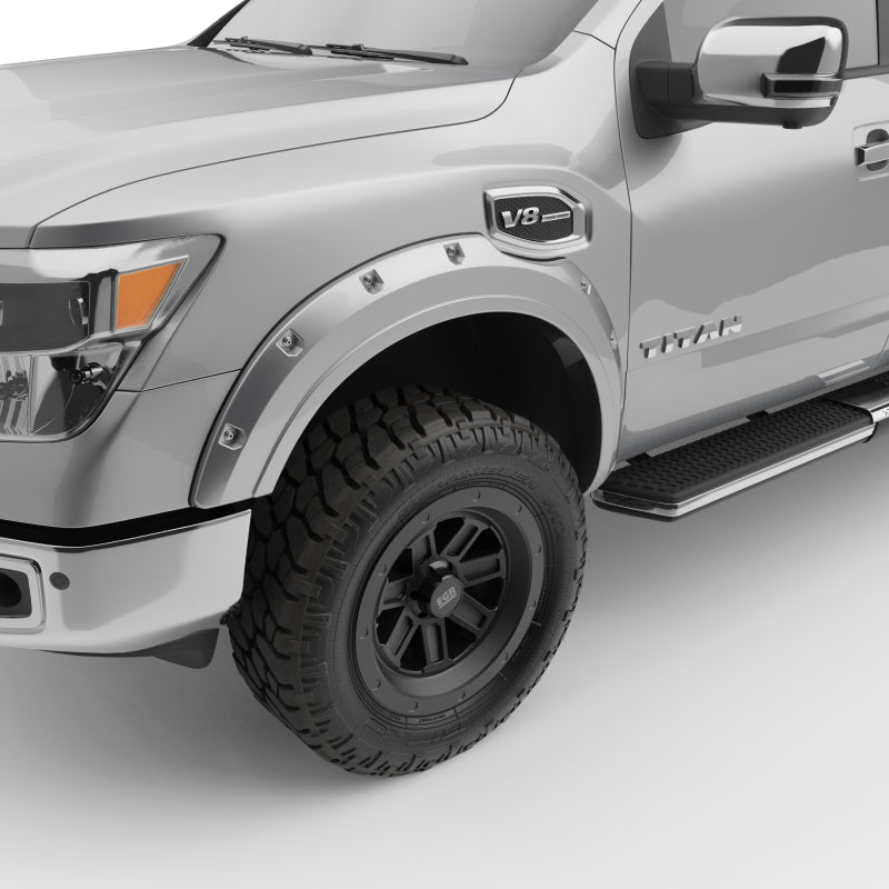 EGR 16+ Nissan Titan XD Bolt-On Look Color Match Fender Flares - Set - Liquid Platinum Metallic Fender Flares EGR