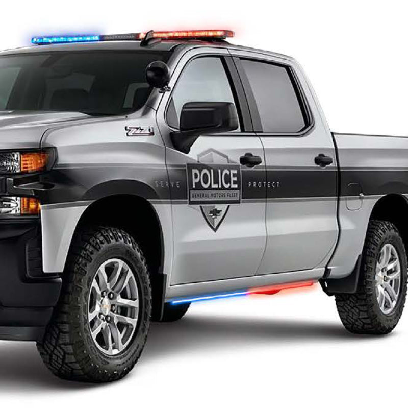 Putco 19-23 Chevrolet Silverado Blade Rocker Sideliners - Blue & White w/ White Override Light Mounts Putco