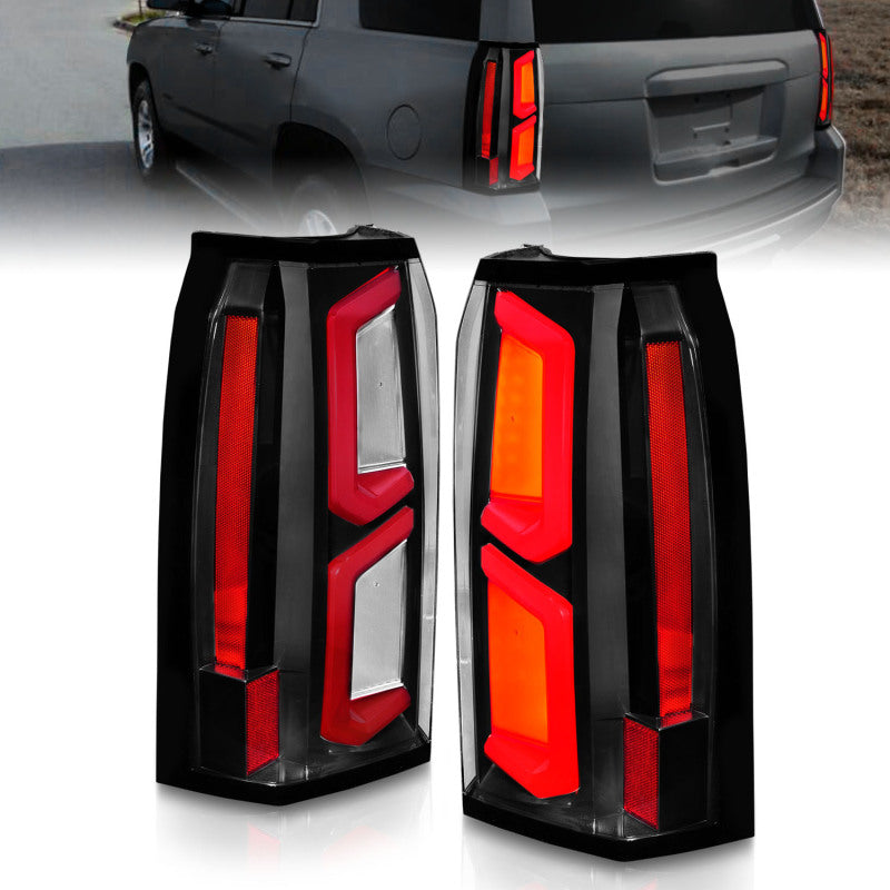 ANZO 2015-2020 Chevrolet Tahoe LED Tail Lights w/ Light Bar Black Housing Clear Lens Tail Lights ANZO