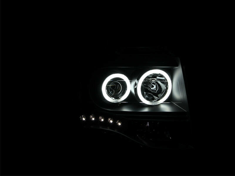 ANZO 2007-2014 Ford Expedition Projector Headlights w/ Halo Black Headlights ANZO