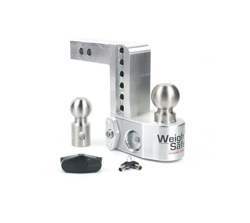 Weigh Safe 6in Drop Hitch w/Built-in Scale & 2in Shank (10K/12.5K GTWR) - Aluminum Hitch Ball Mounts Weigh Safe