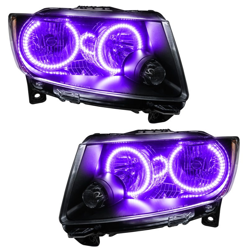 Oracle 11-13 Jeep Grand Cherokee Pre-Assembled Halo Headlights (Non HID) Chrome - UV/Purple Headlights ORACLE Lighting