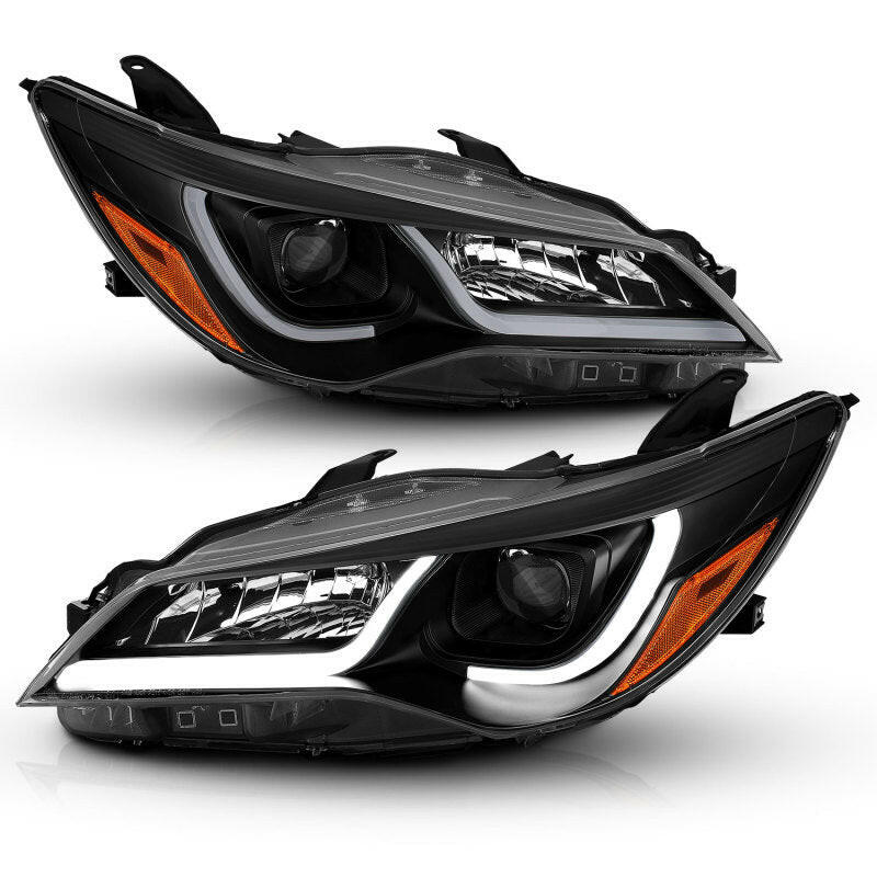 ANZO Projector Headlights With Plank Style Design Black w/Amber 15-16 Toyota Camry (4DR) Headlights ANZO