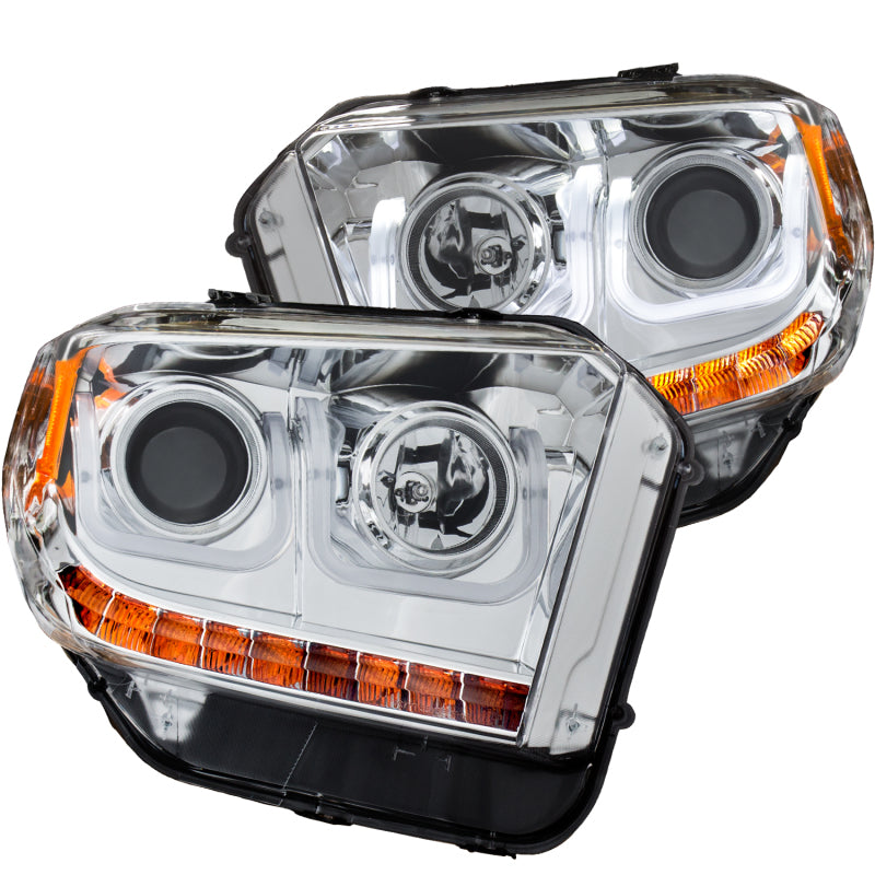 ANZO 2014-2016 Toyota Tundra Projector Headlights w/ U-Bar Chrome Headlights ANZO