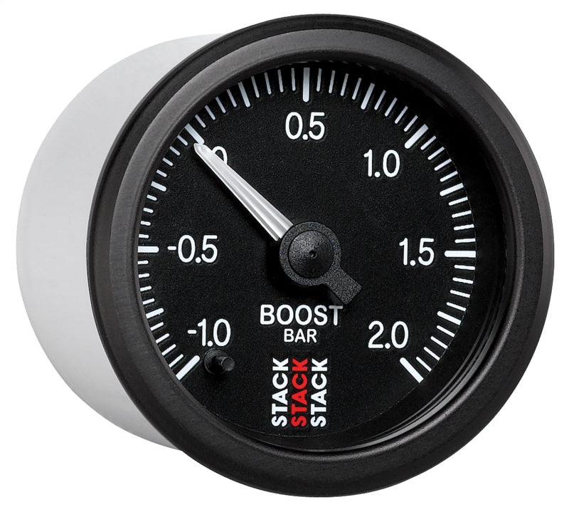 Autometer Stack 52mm -1 to +2 Bar (Incl T-Fitting) Pro Stepper Motor Boost Pressure Gauge - Black Gauges AutoMeter