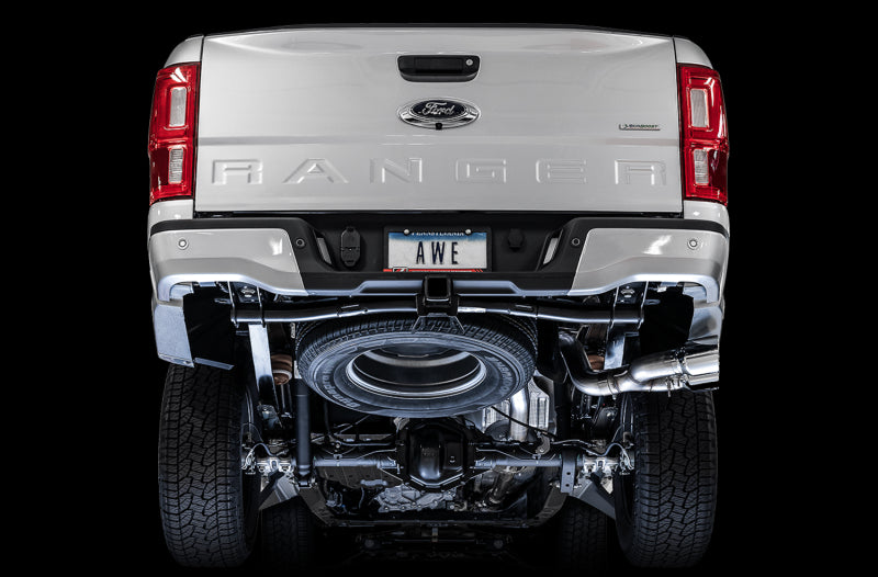 AWE Tuning 2019+ Ford Ranger 0FG Performance Exhaust System w/Chrome Silver Tips & Bash Guard Catback AWE Tuning