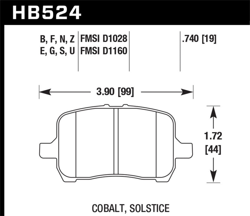 Hawk 05-07 Cobalt SS / 08-09 HHR / 04+ Malibu / 07A+ G5 GT / 06+ G6 / HPS Street Front Brake Pads Brake Pads - Performance Hawk Performance