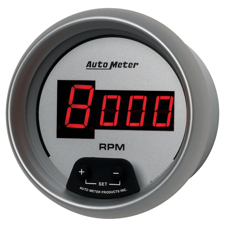 AutoMeter Gauge Tach 3-3/8in. 10K RPM In-Dash Digital Silver Dial W/ Red Led Gauges AutoMeter