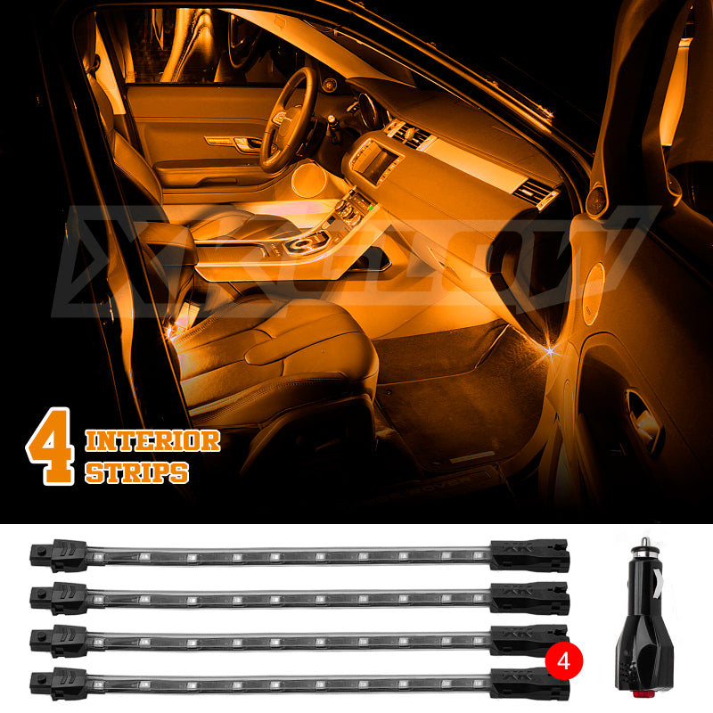 XK Glow Single Color XKGLOW UnderglowLED Accent Light Car/Truck Kit Amber - 4x8In Light Accessories and Wiring XKGLOW