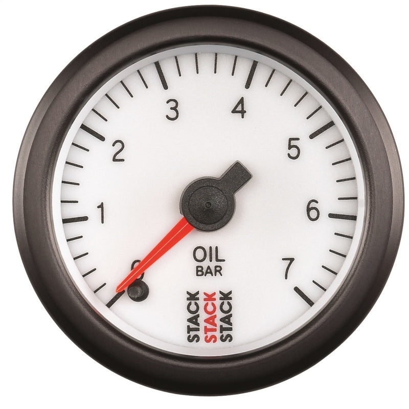 Autometer Stack 52mm 0-7 Bar M10 Male Pro Stepper Motor Oil Pressure Gauge - White Gauges AutoMeter