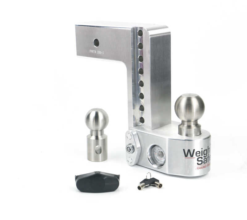 Weigh Safe 8in Drop Hitch w/Built-in Scale & 3in Shank (10K/21K GTWR) - Aluminum Hitch Ball Mounts Weigh Safe