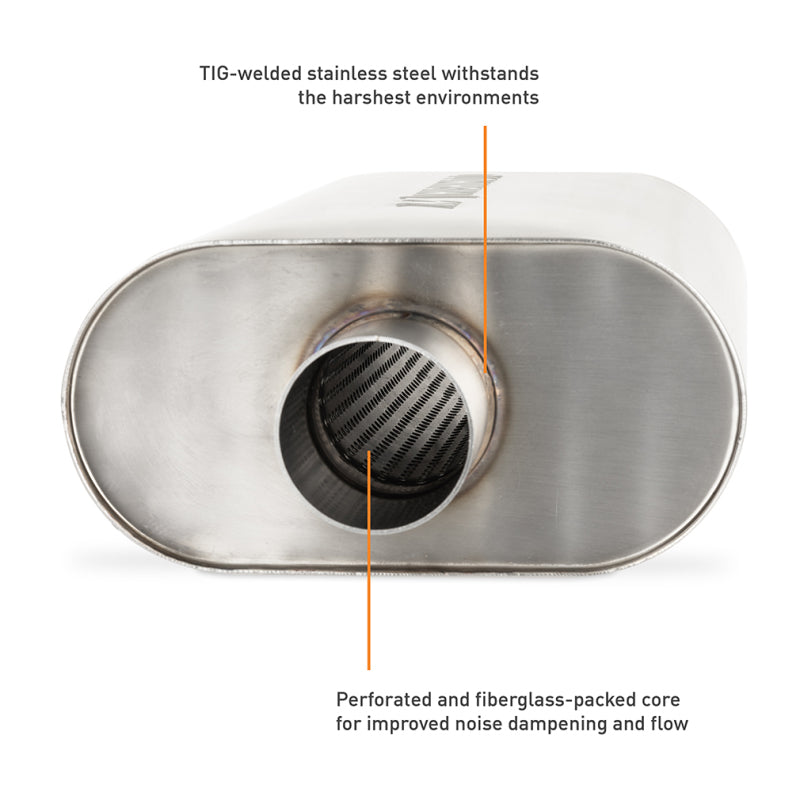 Mishimoto Universal Muffler with 2.5in Center Inlet/Outlet - Brushed Muffler Mishimoto