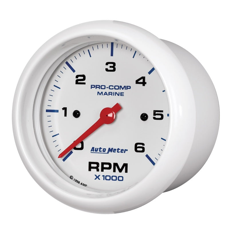 Autometer Marine White Ultra-Lite Gauge 3-3/8in Tachometer 6K RPM Gauges AutoMeter