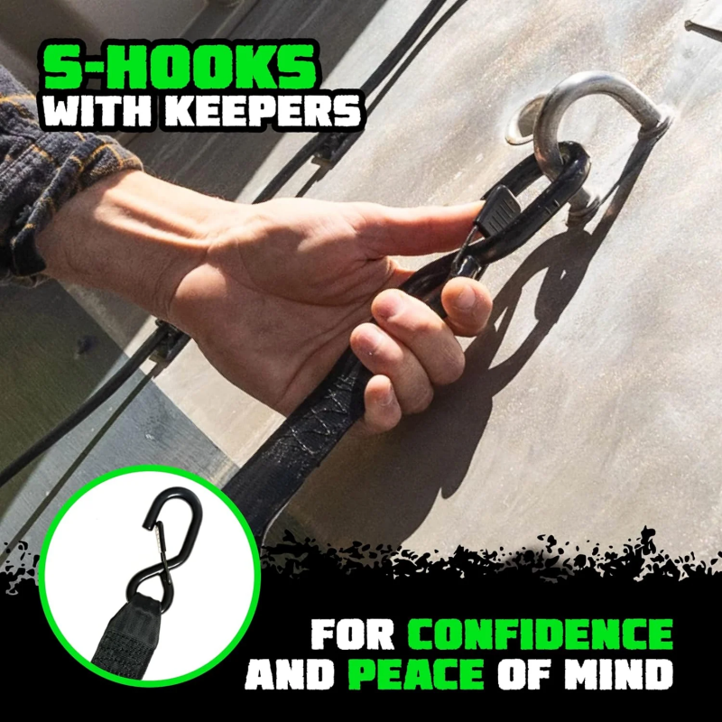 Rhino USA Retractable Transom Straps (2 Pack-Black) Tow Straps Rhino USA