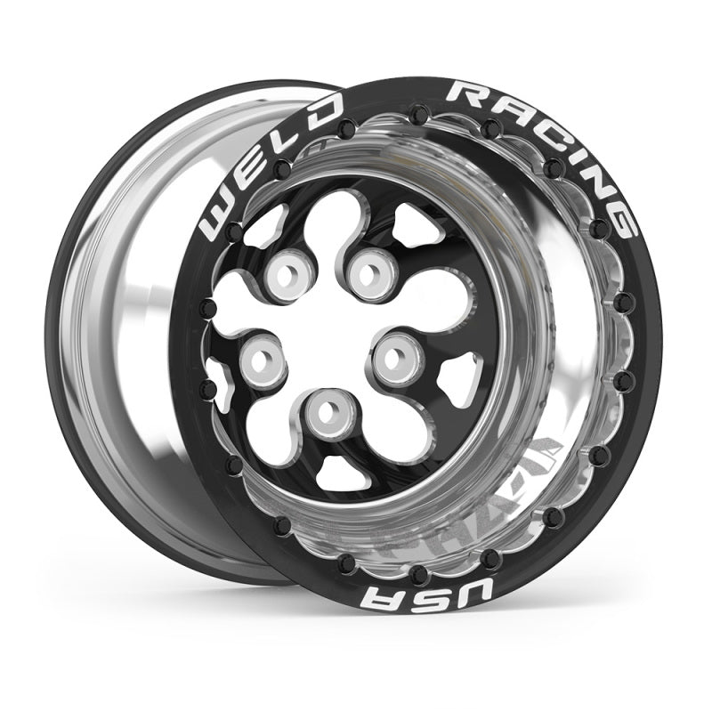 Weld Alpha-1 15x12 / 5x4.5 BP / 5in. BS Black Wheel - Black (Powder Coated) Double Beadlock MT Wheels - Forged Weld
