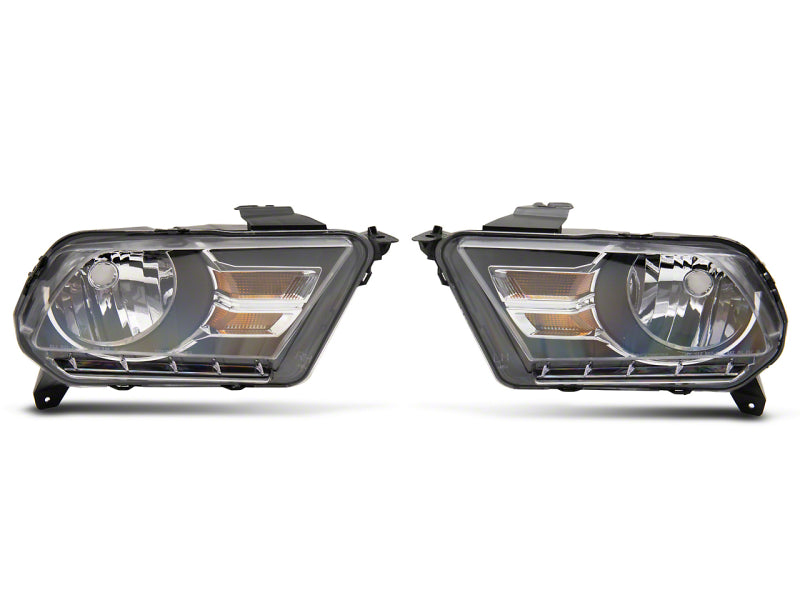 Raxiom 10-12 Ford Mustang Axial Series OEM Style Rep Headlights- Chrome Housing (Clear Lens) Headlights Raxiom