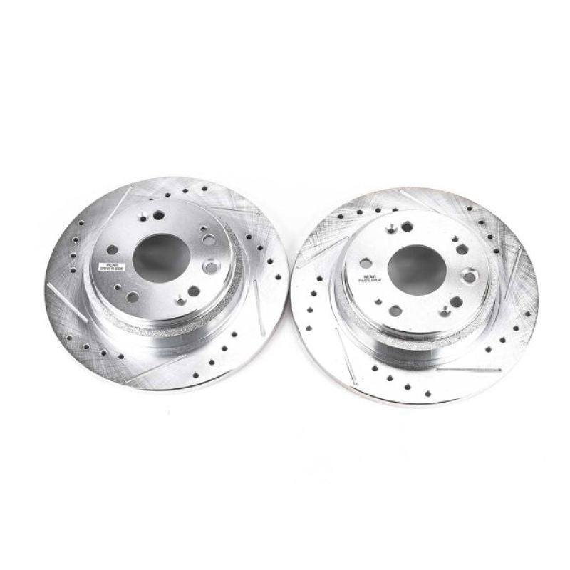 Power Stop 02-04 Acura RL Rear Evolution Drilled & Slotted Rotors - Pair Brake Rotors - Slot & Drilled PowerStop
