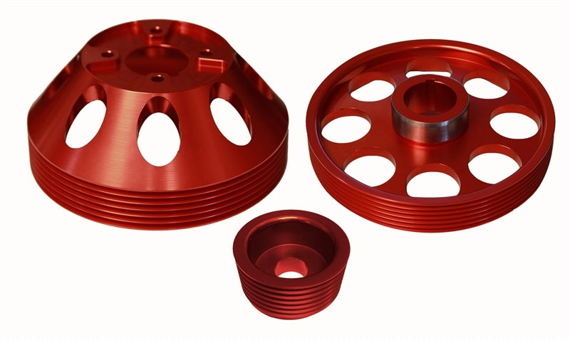 Torque Solution Lightweight WP/Crank/Alt Pulley Combo (Red): Hyundai Genesis Coupe 3.8 2010+ Pulleys - Crank, Underdrive Torque Solution