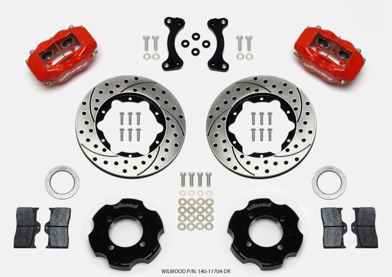 Wilwood Forged Dynalite Front Hat Kit 11.00in Drilled Red 95-05 Miata Big Brake Kits Wilwood