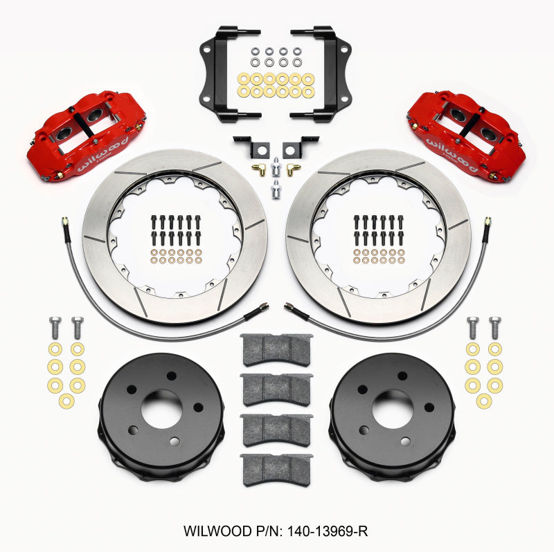 Wilwood Narrow Superlite 4R Rear Kit 12.88in Red 2007-up Jeep JK w/Lines Big Brake Kits Wilwood