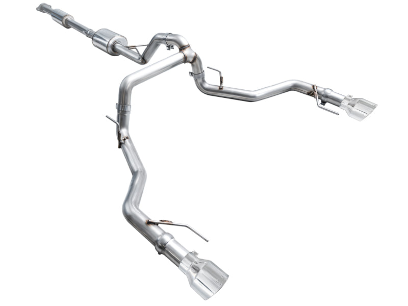 AWE Tuning 2021+ Ford F150 Tremor w/ Bumper Cutouts 0FG Resonated Cat-Back w/ Chrome Silver Tips Catback AWE Tuning