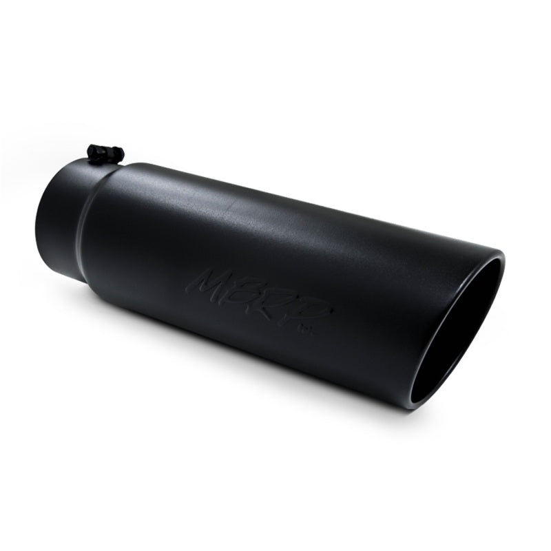 MBRP Universal Tip 6in OD Angled Rolled End 5in Inlet 18in Lgth Black Finish Exhaust Tips MBRP