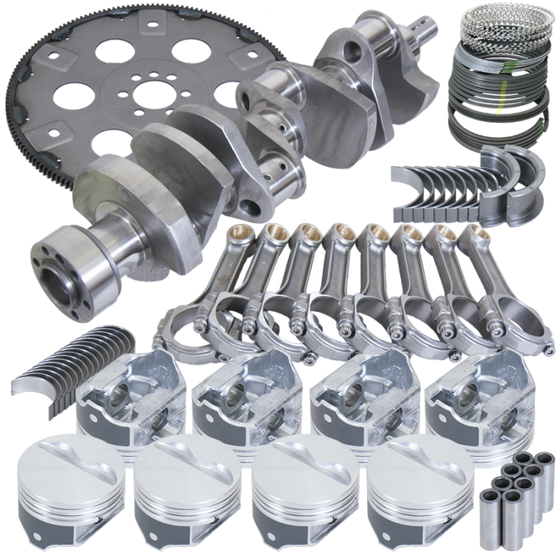 Eagle Chevy 350 1Pc 3.750in Crank 5.700in I-Beam Rods 4.000in Pistons 168 Tooth FP Balanced Assembly Rotating Assemblies Eagle