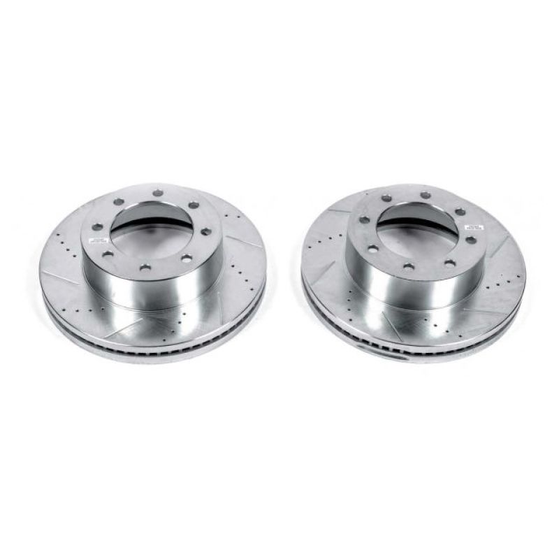 Power Stop 13-16 Ford F-450 Super Duty Front Drilled & Slotted Rotor - Pair Brake Rotors - Slot & Drilled PowerStop