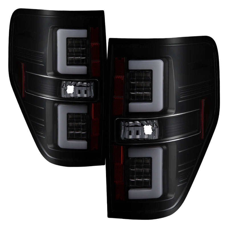 Spyder 09-14 Ford F150 V2 Light Bar LED Tail Lights - Blk Smoke (ALT-YD-FF15009V2-LBLED-BSM) Tail Lights SPYDER
