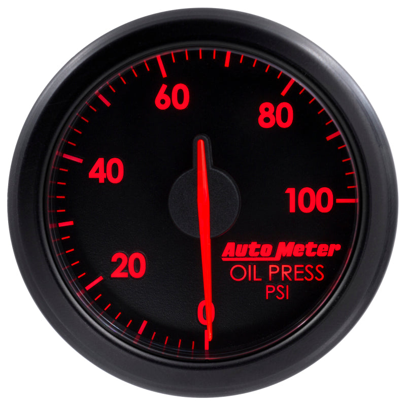 Autometer Airdrive 2-1/6in Oil Pressure Gauge 0-100 PSI - Black Gauges AutoMeter