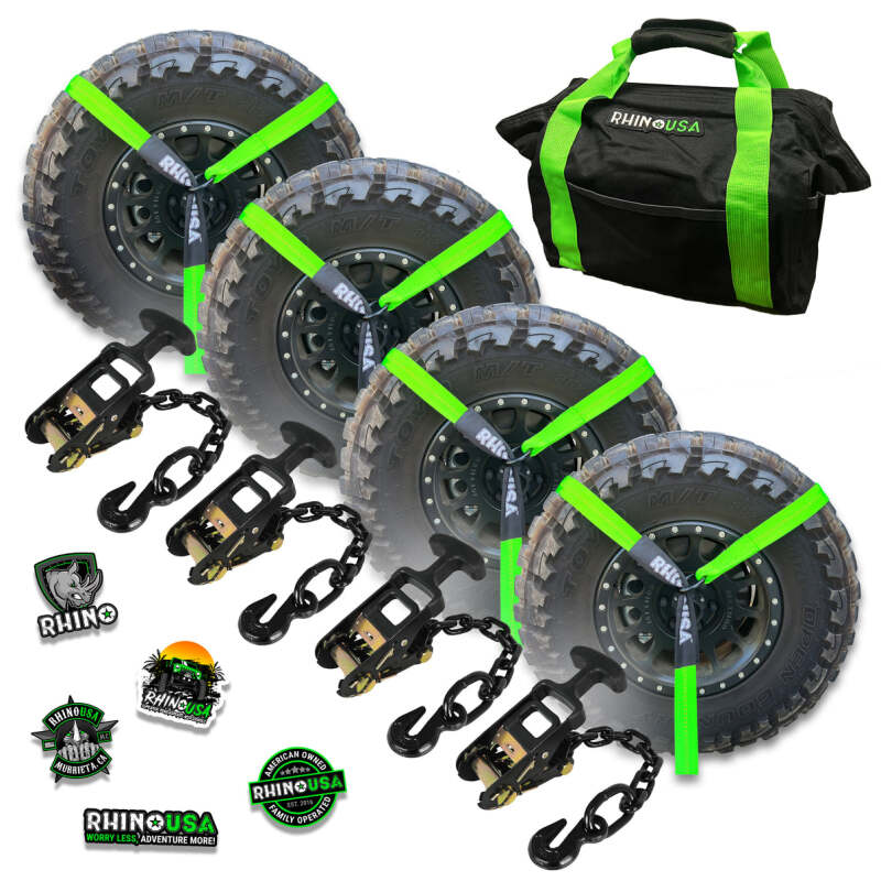 Rhino USA Lasso Straps; Basket Straps - Green Tow Straps Rhino USA