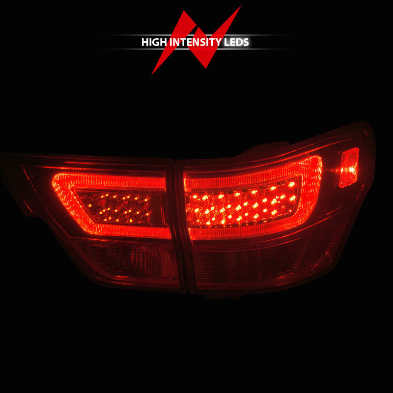ANZO 11-13 Jeep Grand Cherokee LED Taillights w/ Lightbar Chrome Housing Red/Clear Lens 4pcs Tail Lights ANZO